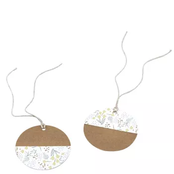 Artoz papirnate darilne etikete rjavo-bele, komplet Hangtag Kraft okrogle 6,5 cm, 6 kosov (144500-255)