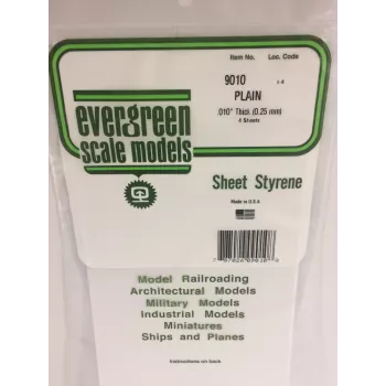 Evergreen 9010 polistirenska plošča 300 x 150 x 0,25 mm, bela, 4 kosi