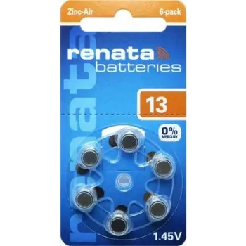 Renata ZA13.DP6 0HG cink-zračna baterija za slušne aparate PR48, 1,4 V, 305 mAh, paket 6 kosov