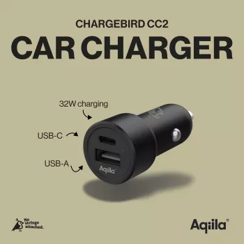 Aqiila CHARGEBIRD CC2 avtomobilski polnilnik črn, 32 W (AQCCCC2CBI403)