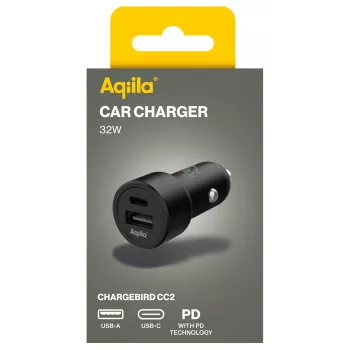Aqiila CHARGEBIRD CC2 avtomobilski polnilnik črn, 32 W (AQCCCC2CBI403)