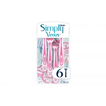 Gillette Simply Venus 3 brivniki za enkratno uporabo za ženske, 3-rezilni, MoistureRich trak, 6 kosov 8006540826997