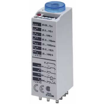 Finder 85.03.0.125.0000 multifunkcijski časovni relej, 1 CO 16A, 12-24V AC/DC, 0,05s-100h, DIN letev