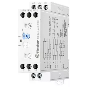 Finder 83.02.0.240.0003 multifunkcijski časovni rele, 8 funkcij, 24-240V AC/DC, 2 preklopna kontakta, 0.05s-10 dni