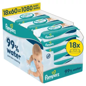 Pampers Aqua vlažni robčki za dojenčke, 18 pakiranj, 1080 kosov
