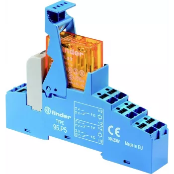 Finder 48.P6.9.024.4050 vmesni relejski modul, 24 V DC tuljava, 16 A SPDT kontakt, montaža na DIN letev, LED indikator