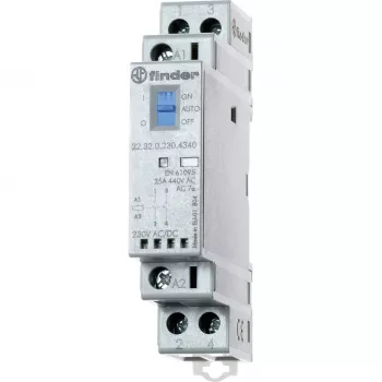 Finder 22.32.0.230.4540 instalacijski kontaktor 230V AC/DC, 1NO+1NC, LED, 25A, DIN letev