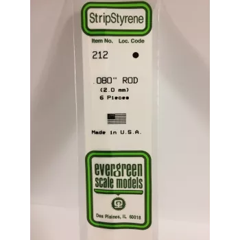 Evergreen 212 polistirenska palica 2 mm x 350 mm, 6 kosov