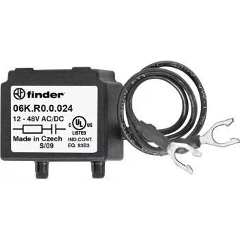 Finder 06K.R0.0.024 RC gasilni modul za tuljave relejev, 6-24V AC/DC, 100Ω + 0,1µF, vtični modul