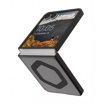 UAG Urban Armor Gear ovitek Mouve z magnetnim modulom za Samsung Galaxy Z Flip8 – pepelnato siva (prozorno siva)/črna 214561113131