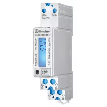 Finder 7M.24.8.230.0010 enofazni števec energije MID, neposredna priključitev, 100 A, razred B, za DIN letev, impulzni izhod S0
