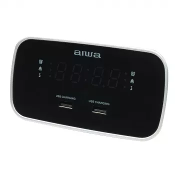 AIWA CRU-19RD rdeča radijska budilka s FM/AM sprejemnikom, dvojnim alarmom, dremežem, časovnikom spanja, LED zaslonom, rezervno baterijo