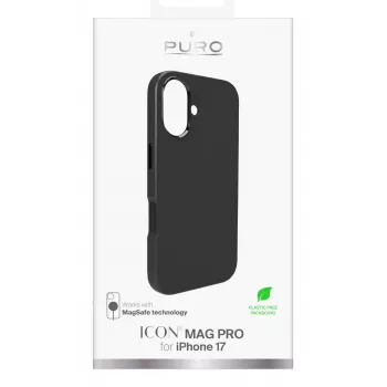 PURO Icon ovitek za Apple iPhone 17, združljiv z MagSafe, črn (PUIPC1763ICONMPBLK)