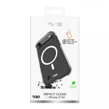 PURO Impact Clear D3O Bio ovitek za Apple iPhone Air, združljiv z MagSafe, prozoren (PUIPC1766IMPCLD3OTR)