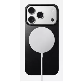 NOMAD Magnetic Leather Back za iPhone 17 Pro – združljivo z MagSafe, Horween usnje, črn