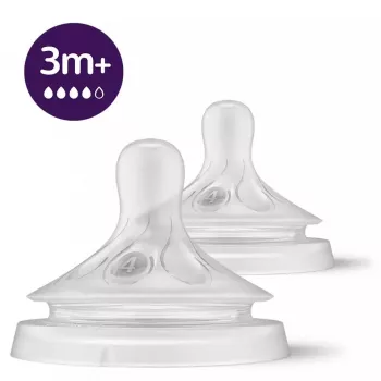 Philips Avent Natural Response nastavek za dojenčkovo stekleničko, hiter pretok mleka, 3m+, paket 2, silikon, prozoren