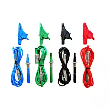 HT Instruments univerzalni set merilnih vodnikov G3, CAT IV 600V / CAT III 1000V, 10A, 1,5m silikonski merilni vodniki s koničastimi sondami in krokodilčki, rdeče-črni 1006210