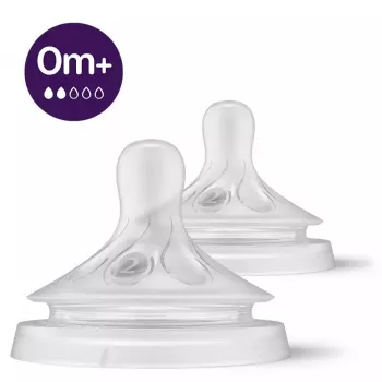 Philips Avent Natural Response silikonski nastavki za dojenčkove stekleničke, počasen pretok mleka, 0M+, 2 kosa