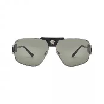 Versace VE2251-1001-2 moška sončna očala Pilot Aviator črn okvir sive leče 63mm