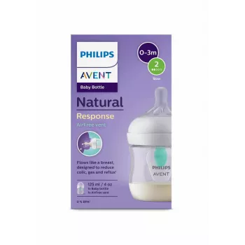 Philips Avent Natural Response otroška steklenička proti kolikam z AirFree zračnikom, 125 ml, Newborn Flow 1, 0m+