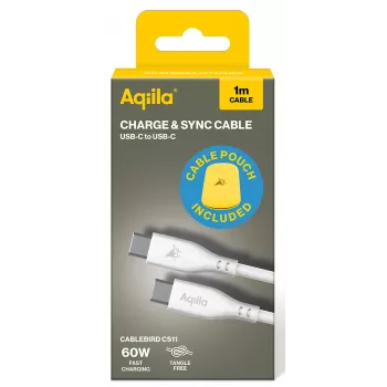 AQIILA Cablebird CS11 USB-C na USB-C kabel za polnjenje in sinhronizacijo 1m 60W črn AQCBPBIC1SI812