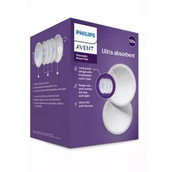 Philips Avent enkratne vložke za dojenje (paket 100 kosov) | ultra vpojni, oblikovani, posamično zapakirani