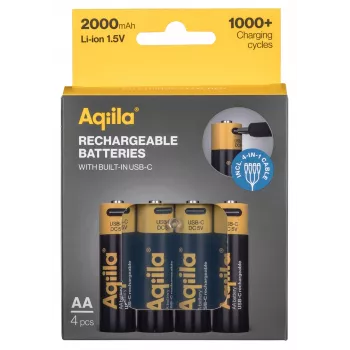 AQIILA USB-C polnilne AA litij-ionske baterije, 1,2V, paket 4 kosov (AQ200AA367C4)