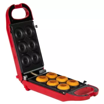 Trebs 6-in-1 pripomoček za prigrizke rdeč – vaflji, sendvič, žar, krofi, poffertjes, cupcake
