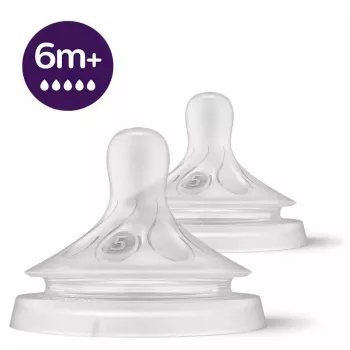 Philips Avent Natural Response silikonske dude, zelo hiter pretok, 6m+, 2 kosa