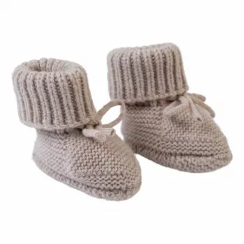 Lodger Slipper Folklore merino volneni copati za dojenčke, bež, 0-6 mesecev