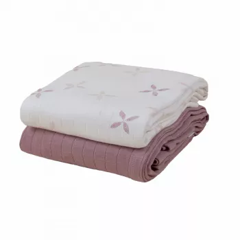 Lodger Swadler Solid Matcha bombažna povijalka, Powder Rose, 110x110 cm, paket 2