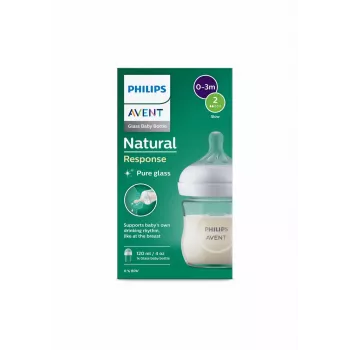 Philips Avent Natural Response steklenička iz stekla 125 ml z nastavkom za novorojenčke, 0m+