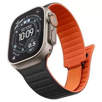 Spigen Athlex Air M zapestnica za Apple Watch 8/9/10/11/SE/Ultra (44/45/46/49 mm) – črno-oranžna