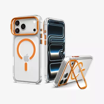 Spigen Ultra Hybrid Optik S MagSafe ovitek za iPhone 17 Pro / 18 Pro – prozoren/oranžen