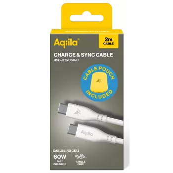 AQIILA Cablebird CS12 kabel USB-C na USB-C za polnjenje in sinhronizacijo 2m 60W črn AQCBPBIC2SI829