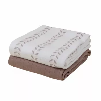 Lodger Swaddler Solid Matcha bombažna muslin povijalka, Birch/Buffalo, 110x110 cm, 2 kosa