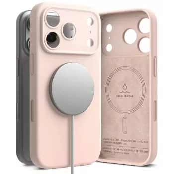 Ringke silikonski magnetni MagSafe ovitek za iPhone 18 Pro Max – Pink Sand