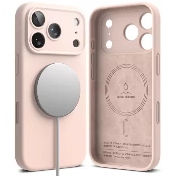Ringke silikonski magnetni MagSafe ovitek za iPhone 18 Pro Max – Pink Sand