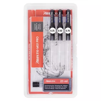 ARISTO mg1 pro Basic set tehničnih risalnih peres, 3 peresa 0,35 / 0,50 / 0,70 mm, 4 kosi (AR64300)