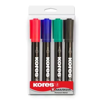 Kores K MARKER permanentni marker, klinasta konica, 3-5 mm, različne barve, set 4 kosov M20945
