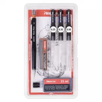 ARISTO mg1 pro College komplet tehničnih risalnih peres, 3 peresa 0,25 / 0,35 / 0,50 mm, 6 kosov (AR64308)