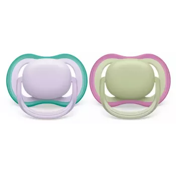 Philips Avent Ultra Air duda 0-6 mesecev, 2 kosa, dekliške roza/vijolične, SCF085/24