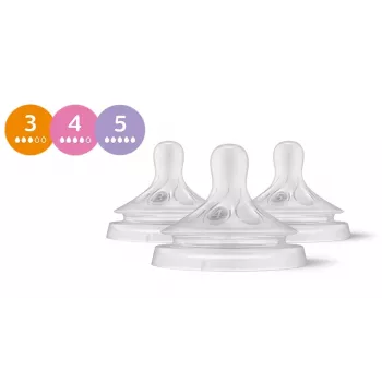 Philips Avent Natural Response set silikonskih nastavkov za stekleničke (3 kosi, pretok 3, 1+ mesecev)
