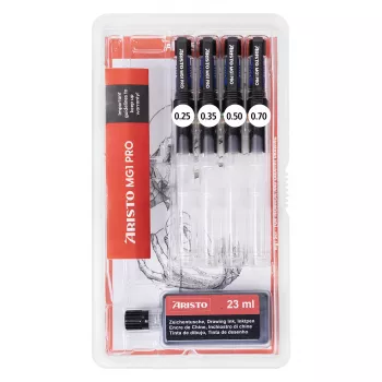 ARISTO mg1 pro Basic komplet tehničnih risalnih peres, 4 peresa 0,25 / 0,35 / 0,50 / 0,70 mm, 5 kosov (AR64400)