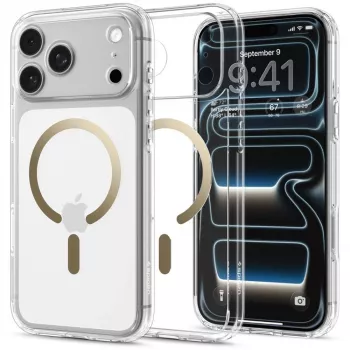 SPIGEN Ultra Hybrid MagSafe ovitek za iPhone 17 Pro Max / 18 Pro Max – prozoren/zlat