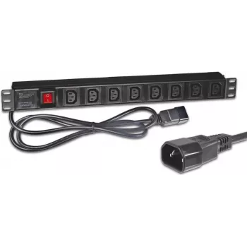 Wirewin NVL8 PDU različica 19-palčni 1U rack, 8x izhodi IEC C13, vhod IEC C14, 10A, 2300W, črno