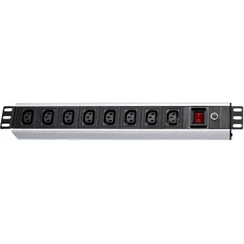 Wirewin NVL9 razdelilnik napajanja (PDU) različica 19-palčni 1U rack, 9x izhodi IEC C13, vhod IEC C14, 10A, črno