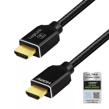 LogiLink kabel HDMI 8K/60 Hz 48 Gbps kovina najlon certificiran črn 1 m