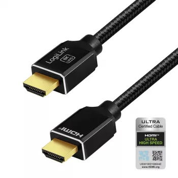 LogiLink kabel HDMI A/M na A/M 8K/60 Hz 48 Gbps kovina najlon certificiran črn 5 m