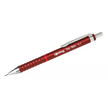 Rotring Tikky Retro mehanski svinčnik 0,5 mm rdeče kromirana puša gumijast oprijem 2202568